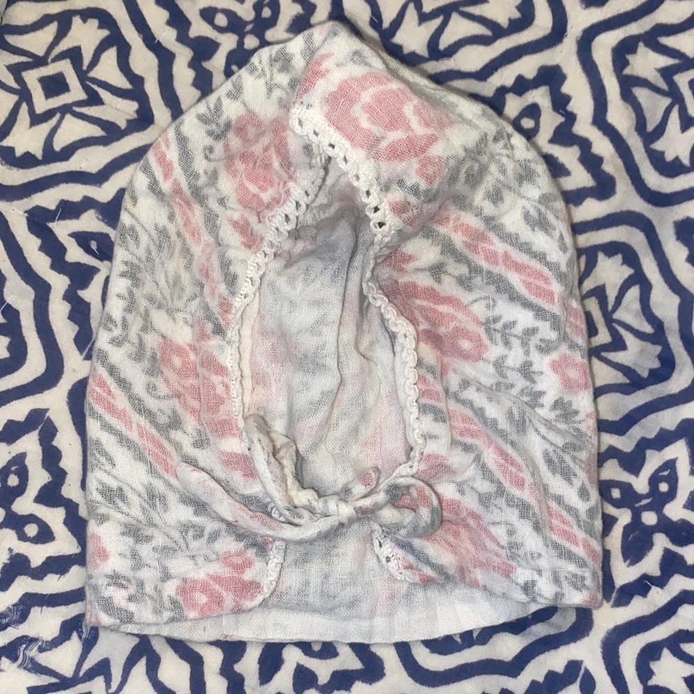 Muslin cotton  Floral Patterned Baby bonnet Hat 0-3 mo